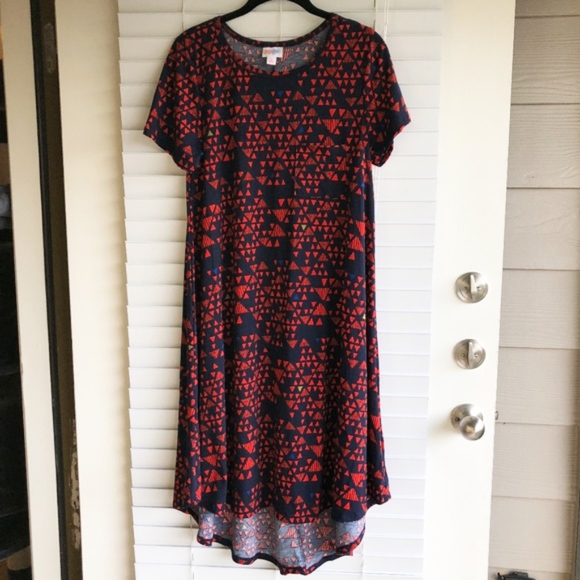 LuLaRoe Dresses & Skirts - Carly LuLaRoe Dress Navy & Red Triangle Maxi